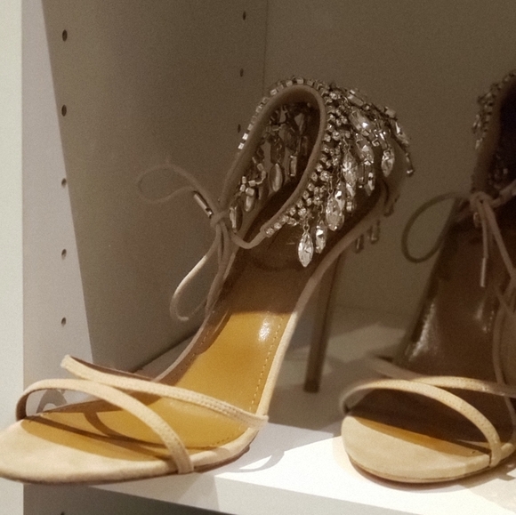 ****SOLD***100% Authentic Aquazzura Eden Crystal-Embellished Suede Sandals Sz 39 - Picture 3 of 10